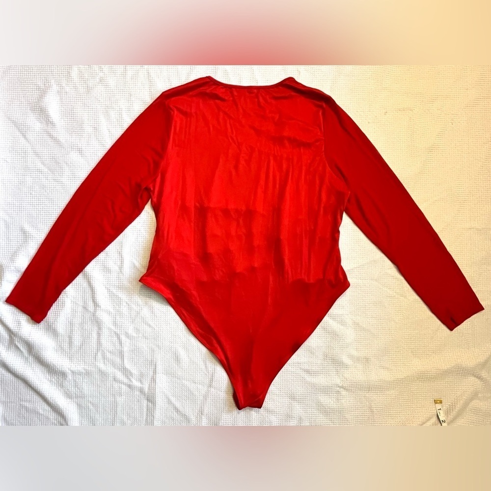 SHEIN Curve Plus Size Red Long Sleeve Sheer Mesh Splicing Bodysuit Women’s 3XL - Picture 16 of 16